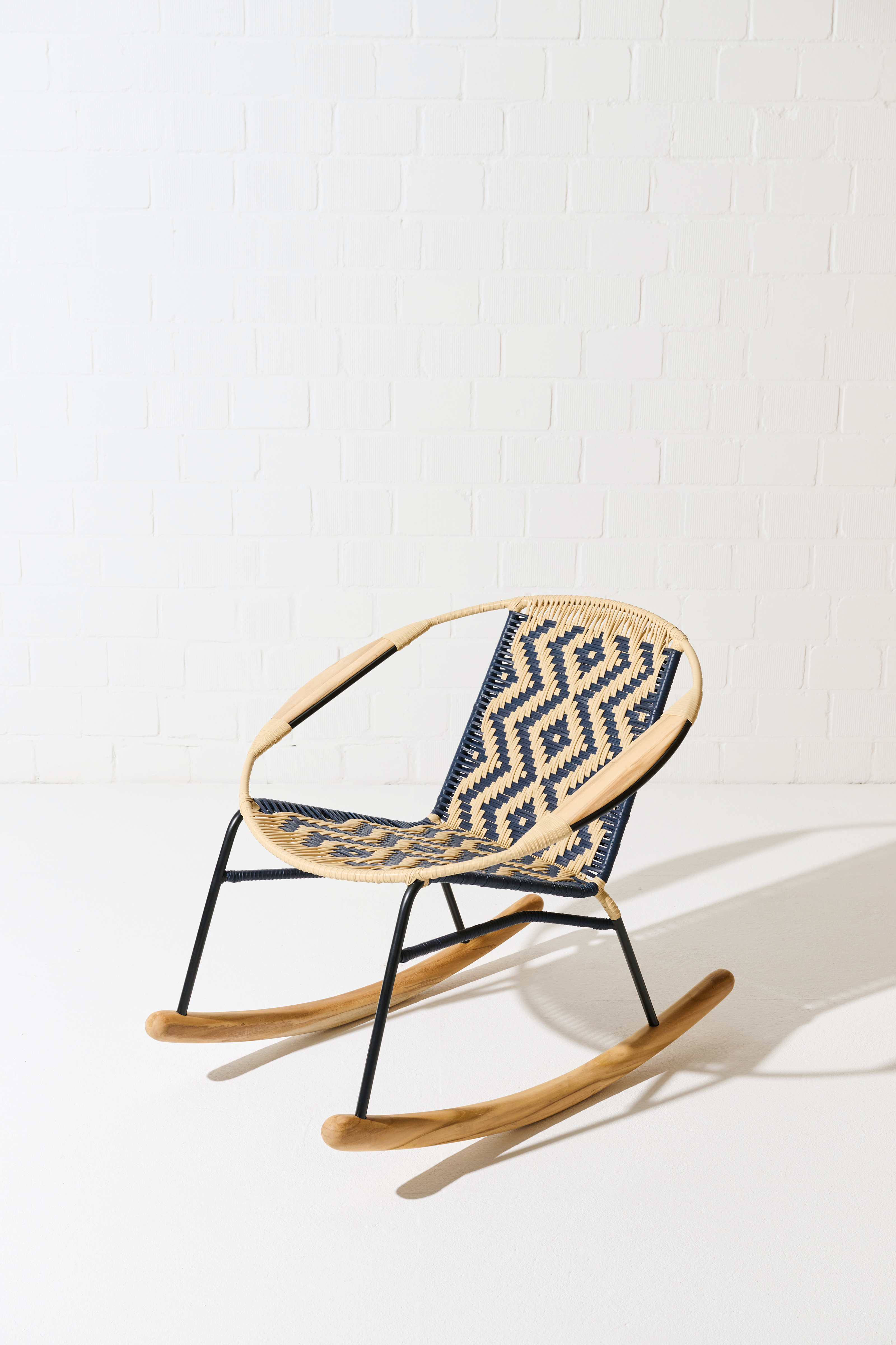Dorothee Schumacher Handwoven rocking chair dark blue beige mix
