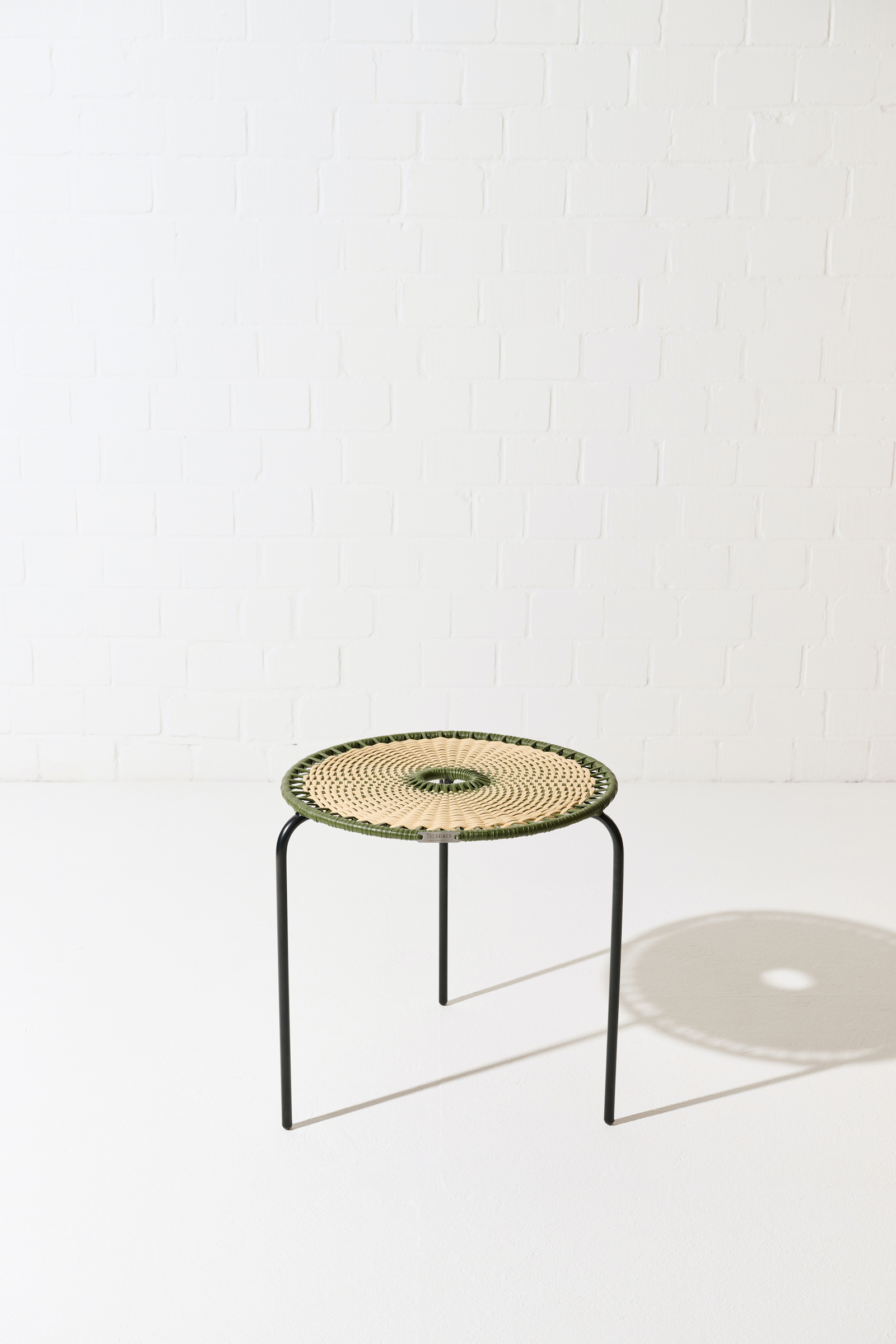 Dorothee Schumacher Handwoven small coffee table verde militar beige mix