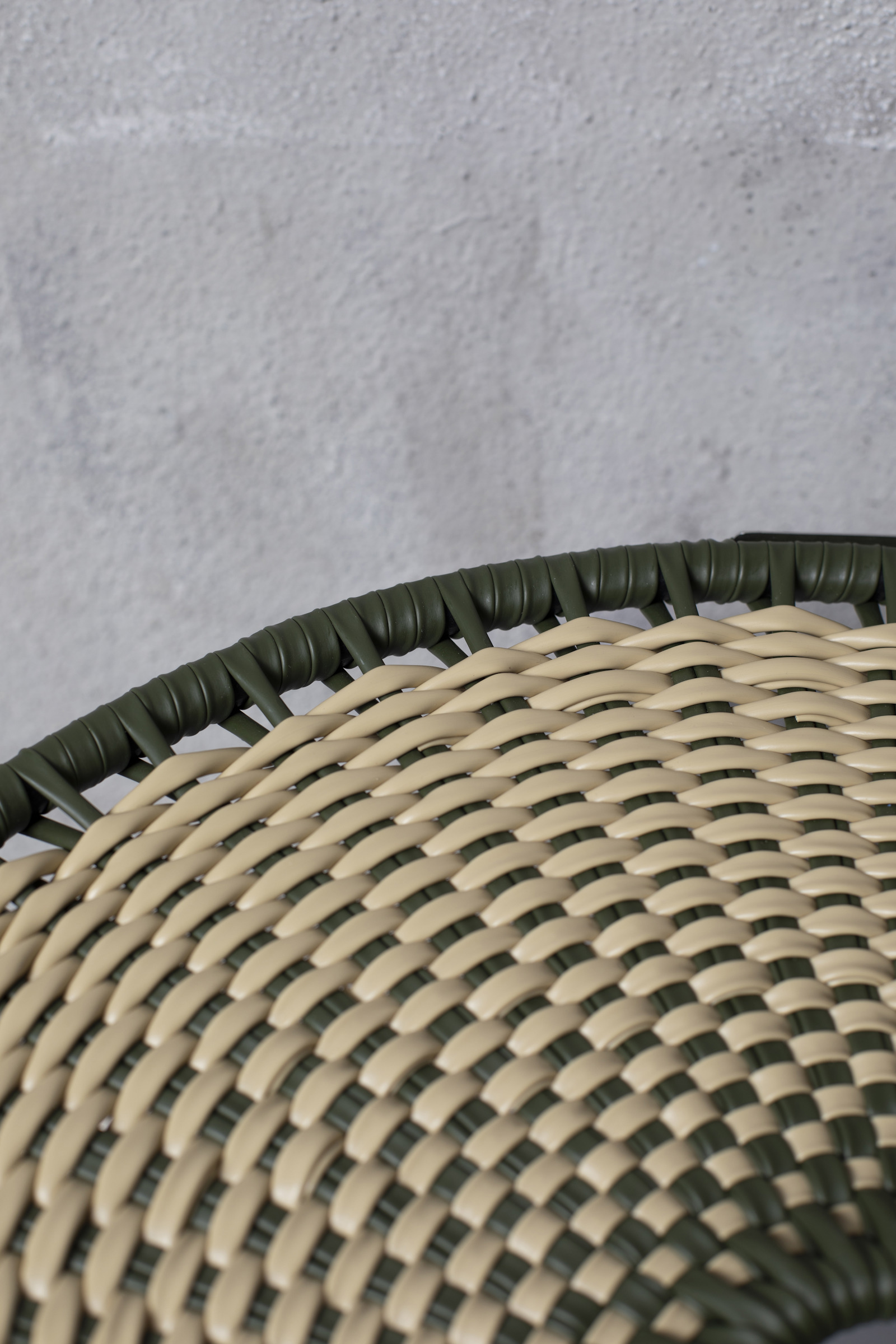 Dorothee Schumacher Handwoven small coffee table verde militar beige mix