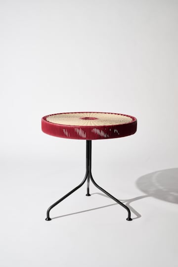 Dorothee Schumacher Handwoven dinner table rojo vino beige mix