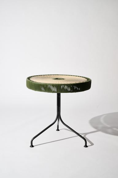 Dorothee Schumacher Handwoven dinner table verde militar beige mix