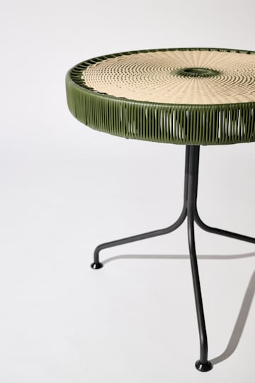 Dorothee Schumacher Handwoven dinner table verde militar beige mix