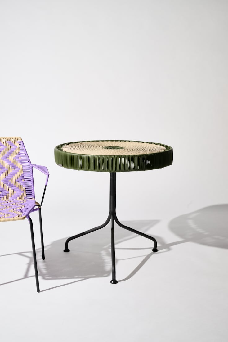 Dorothee Schumacher Handgeflochtener Dining Table verde militar beige mix