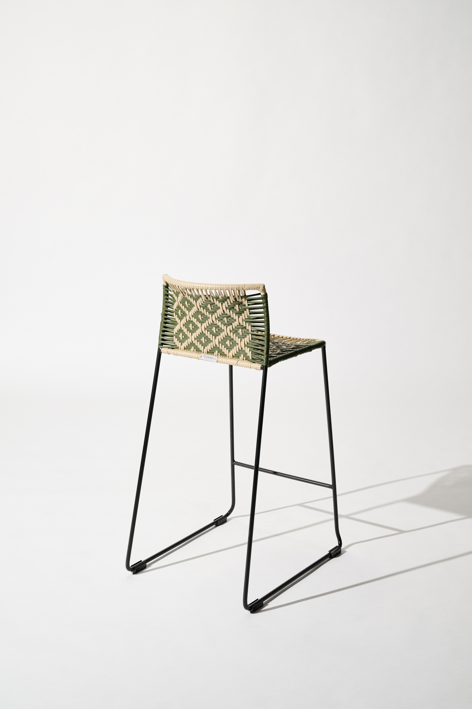 Dorothee Schumacher Handgeflochtener Barstuhl verde militar beige mix