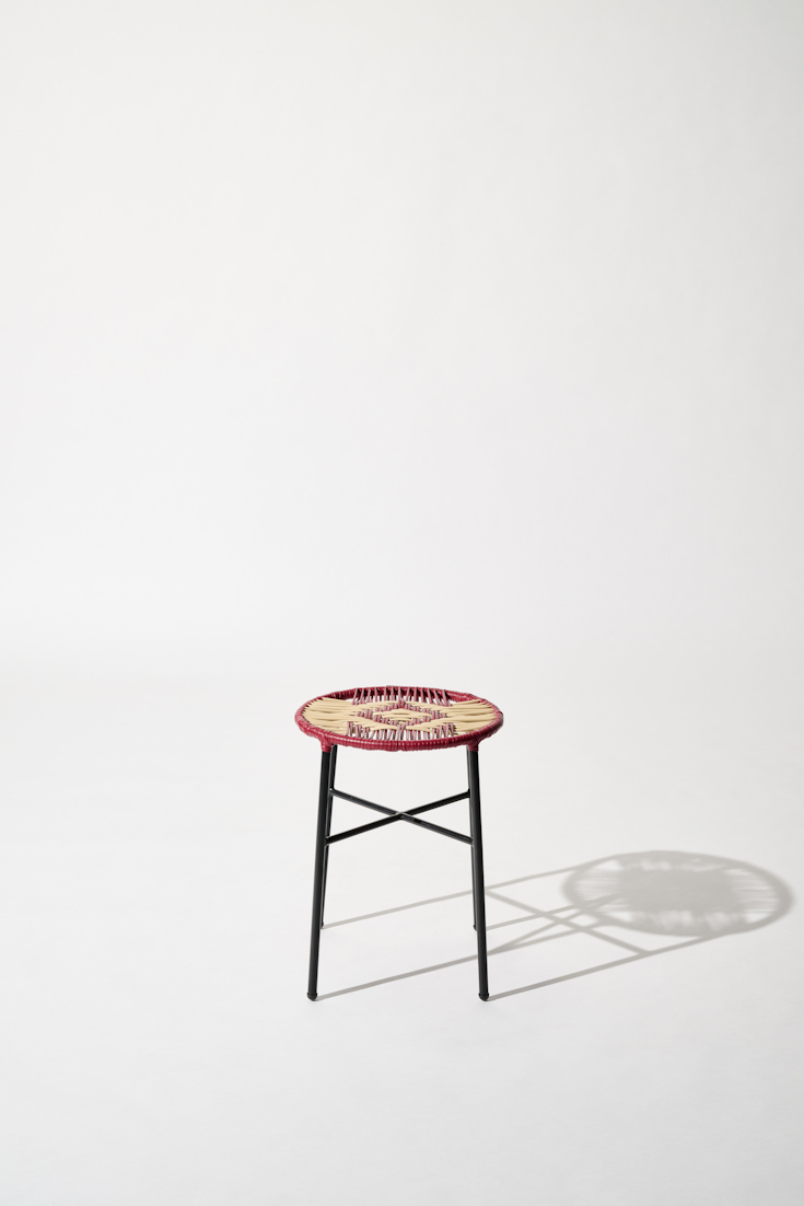 Dorothee Schumacher Handgeflochtener Hocker rojo vino beige mix