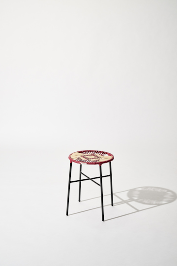 Dorothee Schumacher Handwoven stool rojo vino beige mix