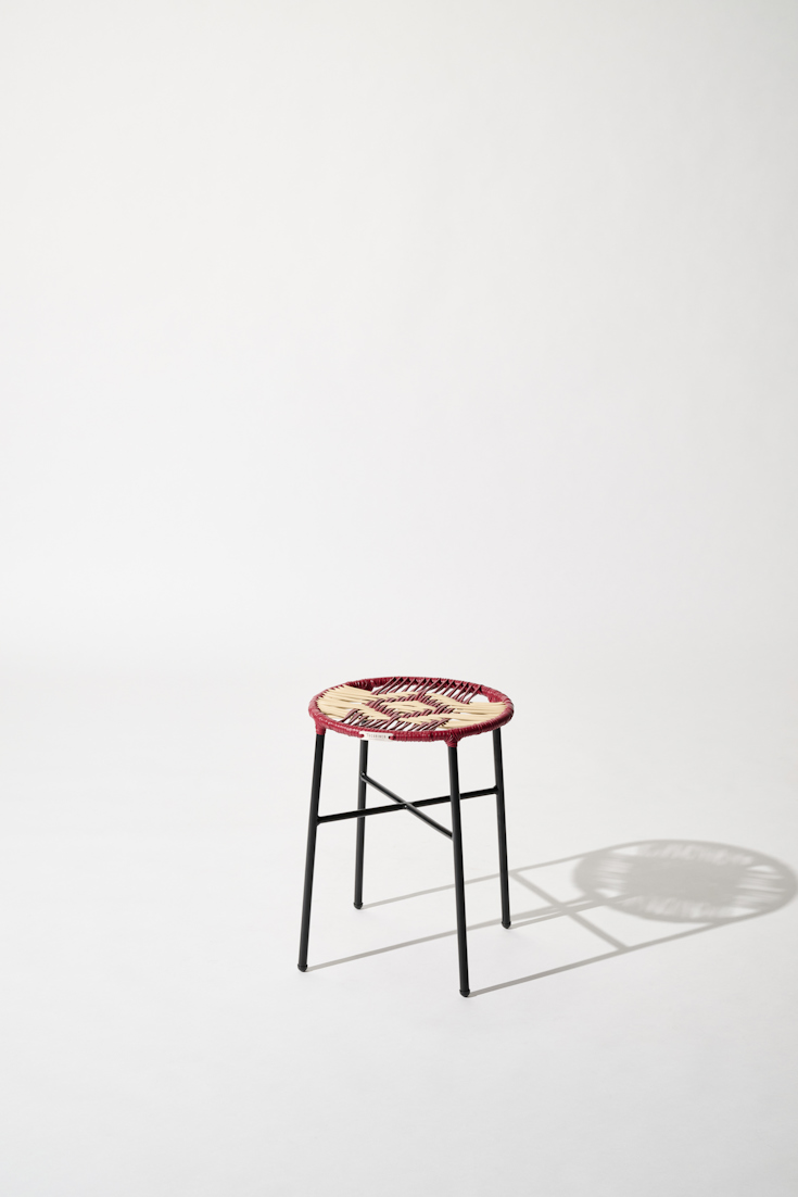 Dorothee Schumacher Handgeflochtener Hocker rojo vino beige mix