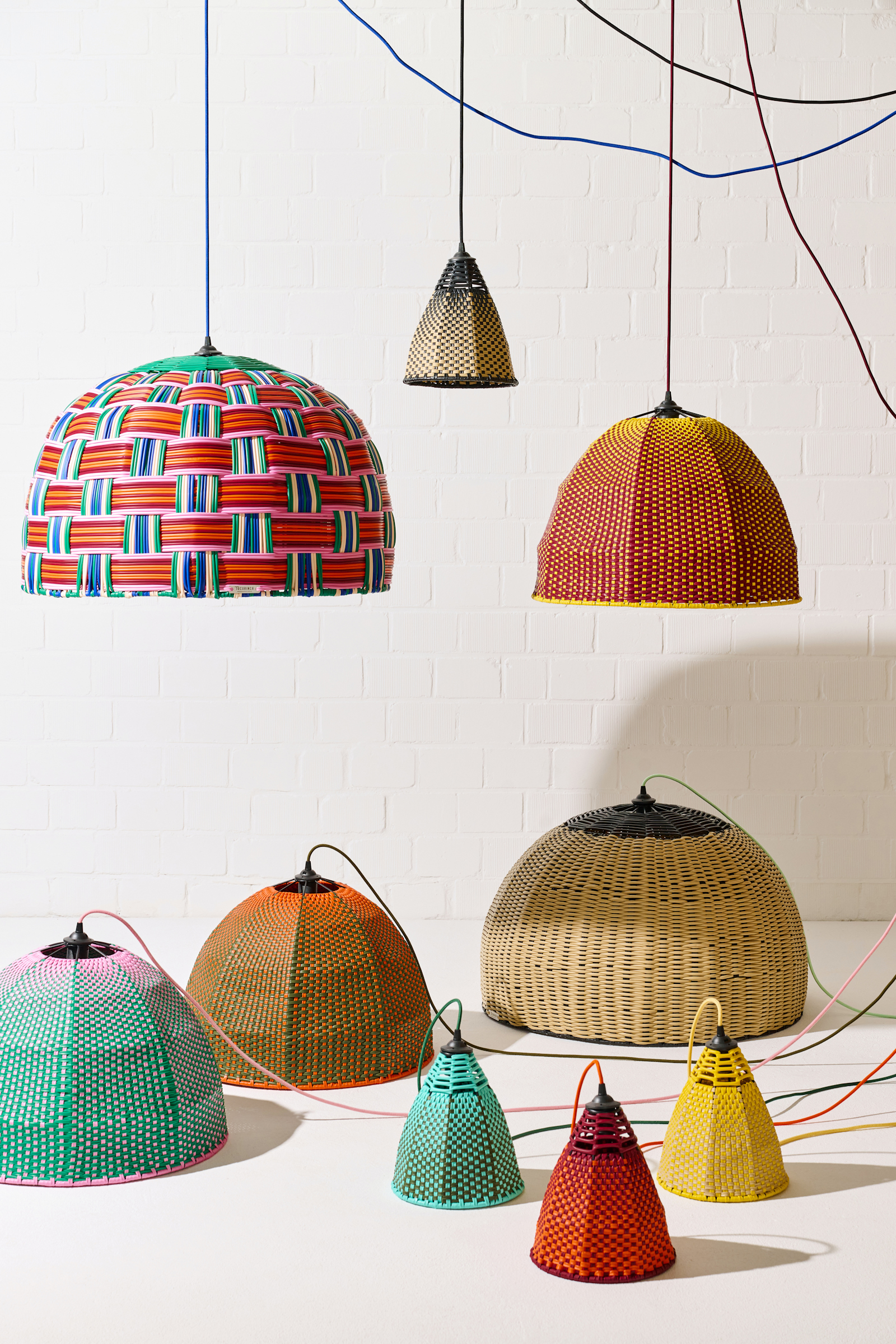 Dorothee Schumacher Hand-woven lampshade yellow rojo vino mix