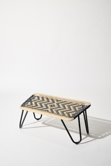 Dorothee Schumacher Hand-woven footrest black beige mix