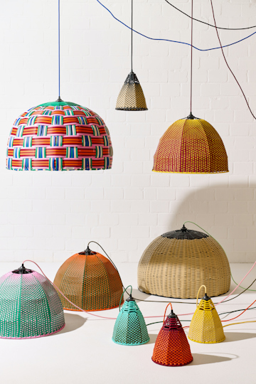Dorothee Schumacher Hand-woven XL lampshade black beige mix