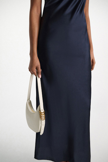 Dorothee Schumacher Half Moon Mini Bag in soft calf leather with D-ring hardware off white