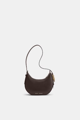 Dorothee Schumacher Half Moon Mini Bag in soft calf leather with D-ring hardware Dark Chocolate