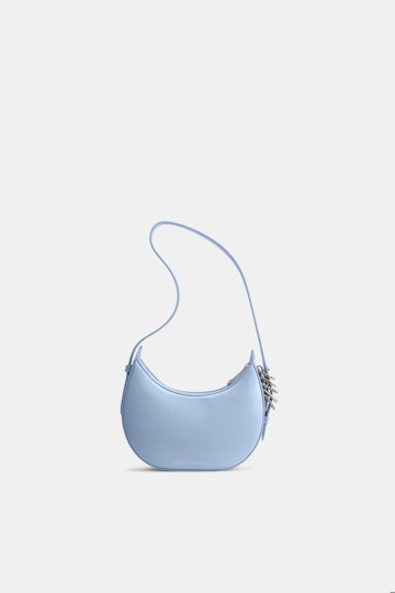 Dorothee Schumacher Half Moon Mini Bag in soft calf leather with D-ring hardware Baby Blue