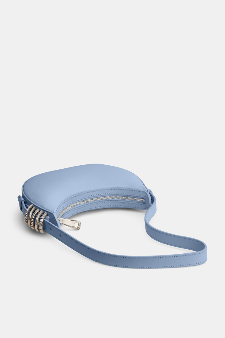 Dorothee Schumacher Half Moon Mini Bag in soft calf leather with D-ring hardware Baby Blue