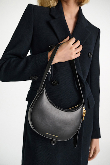 Dorothee Schumacher Half Moon Mini Bag in soft calf leather with D-ring hardware black