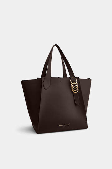 Dorothee Schumacher Tote Bag in soft calf leather with D-ring hardware Dark Chocolate