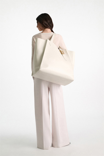 Dorothee Schumacher XL Tote Bag in soft calf leather with D-ring hardware off white