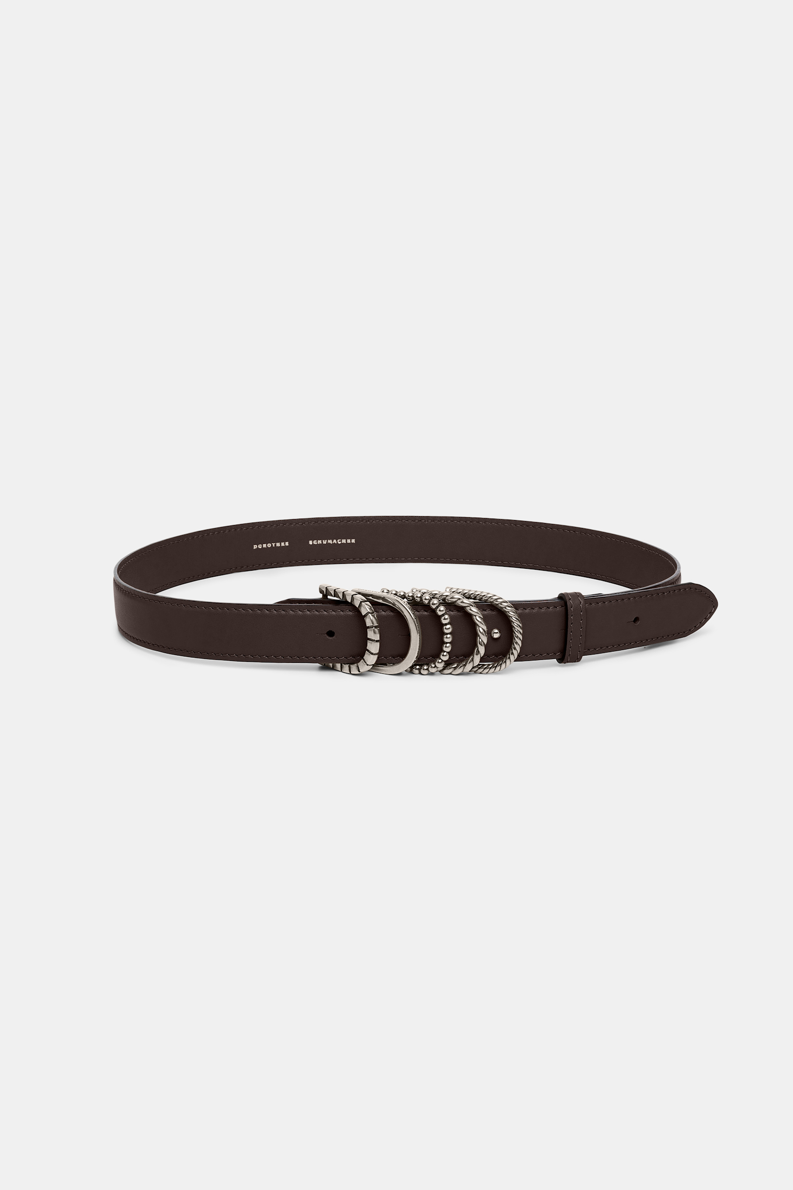 Dorothee Schumacher Soft calf leather belt with D-ring hardware Dark Chocolate