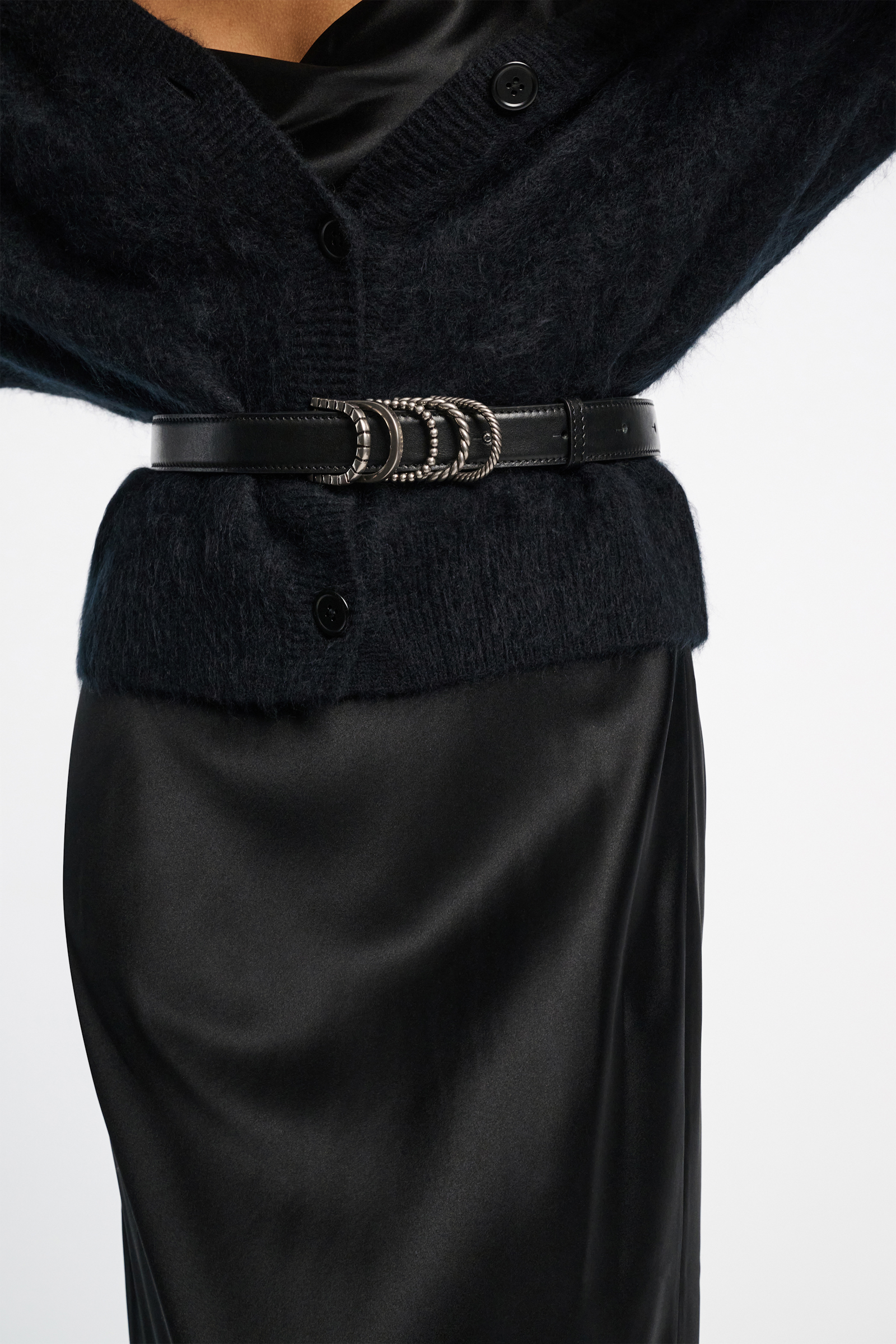 Dorothee Schumacher Gürtel aus weichem Kalbsleder mit D-Rings black with silver