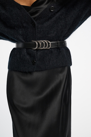 Dorothee Schumacher Gürtel aus weichem Kalbsleder mit D-Rings black with silver