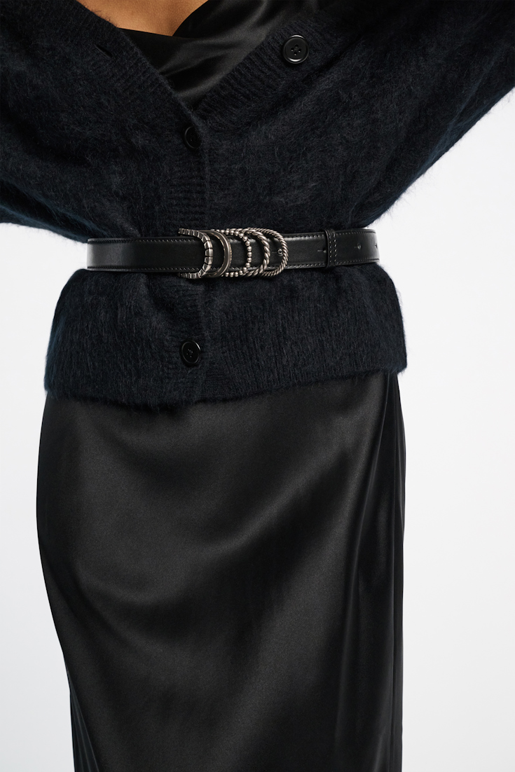 Dorothee Schumacher Gürtel aus weichem Kalbsleder mit D-Rings black with silver