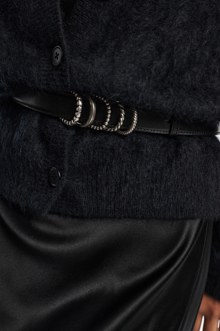 Dorothee Schumacher Gürtel aus weichem Kalbsleder mit D-Rings black with silver