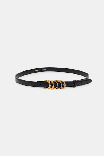 Dorothee Schumacher Schmaler Gürtel aus weichem Kalbsleder mit D-Rings black