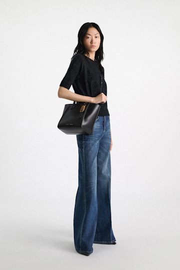 Dorothee Schumacher Crossbody Tote Bag in soft calf leather with D-ring hardware black