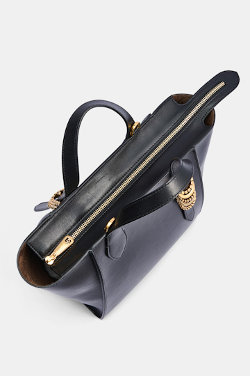 Dorothee Schumacher Crossbody Tote Bag in soft calf leather with D-ring hardware black