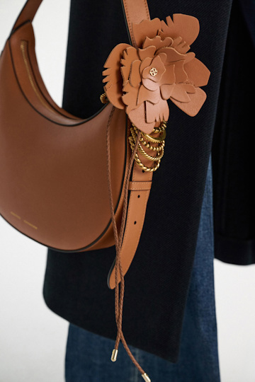 Dorothee Schumacher Handmade leather flower accessory tan