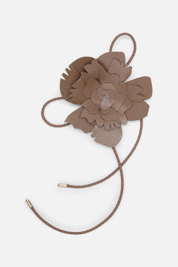 Dorothee Schumacher Handmade leather flower accessory taupe