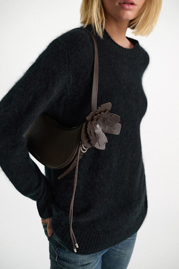 Dorothee Schumacher Handmade leather flower accessory Dark Chocolate