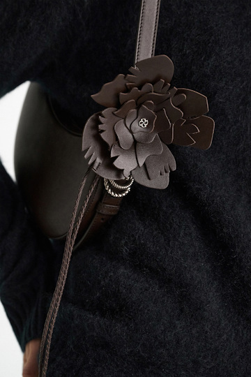 Dorothee Schumacher Handmade leather flower accessory Dark Chocolate
