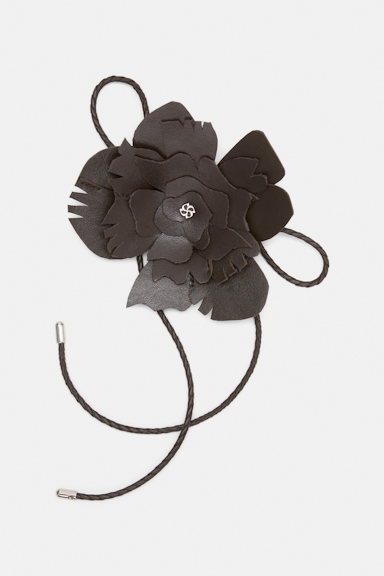 Dorothee Schumacher Handmade leather flower accessory Dark Chocolate