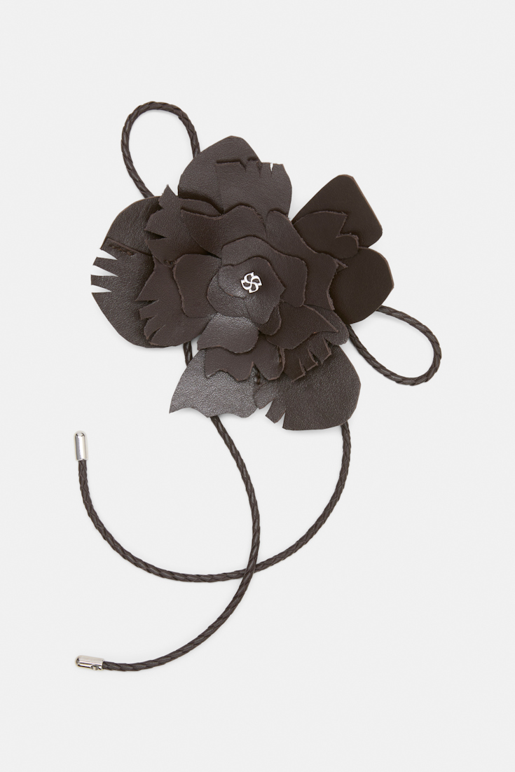 Dorothee Schumacher Handmade leather flower accessory Dark Chocolate