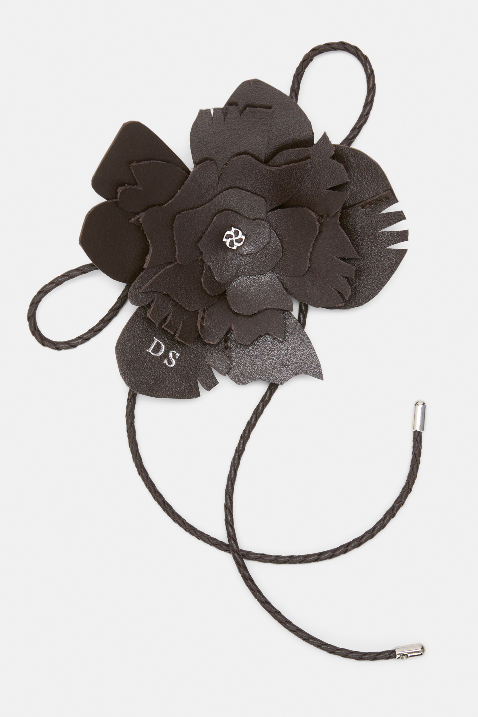 Dorothee Schumacher Handmade leather flower accessory Dark Chocolate