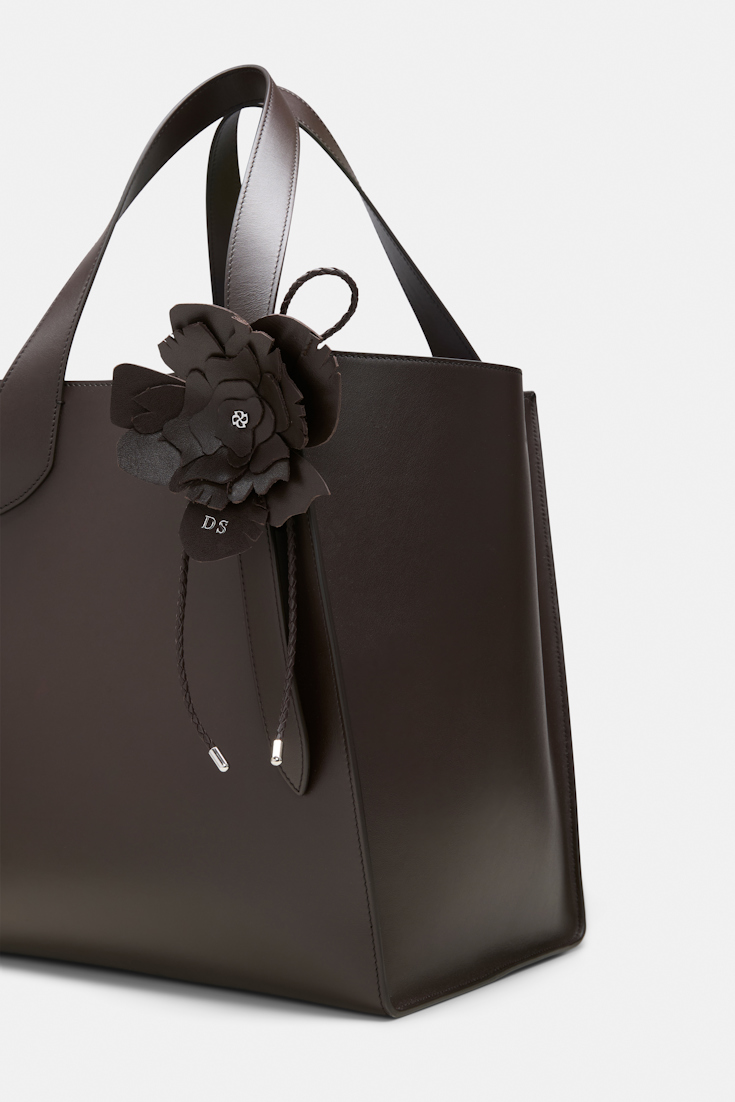 Dorothee Schumacher Handmade leather flower accessory Dark Chocolate