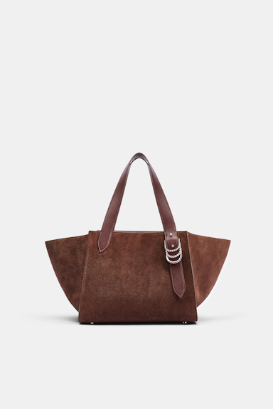 Dorothee Schumacher Horizontal tote bag in calf suede sequoia