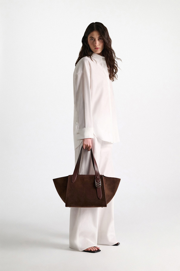 DOROTHEE horizontal suede tote bag