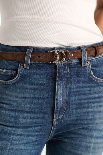 Dorothee Schumacher Suede belt with D-ring hardware sequoia Model Detail View