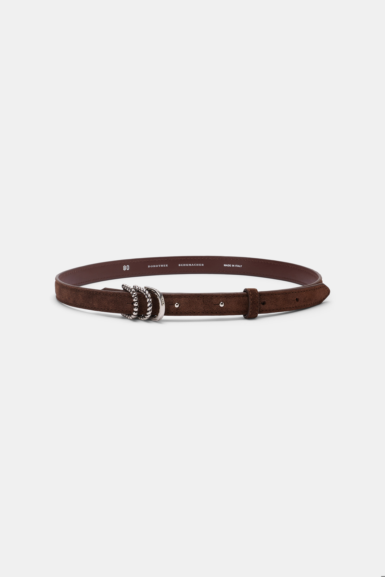 Dorothee Schumacher Gürtel aus Kalbsveloursleder mit D-Rings sequoia Product Front View