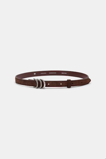 Dorothee Schumacher Suede belt with D-ring hardware sequoia Product Front View
