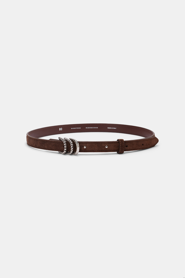 Dorothee Schumacher Gürtel aus Kalbsveloursleder mit D-Rings sequoia Product Front View