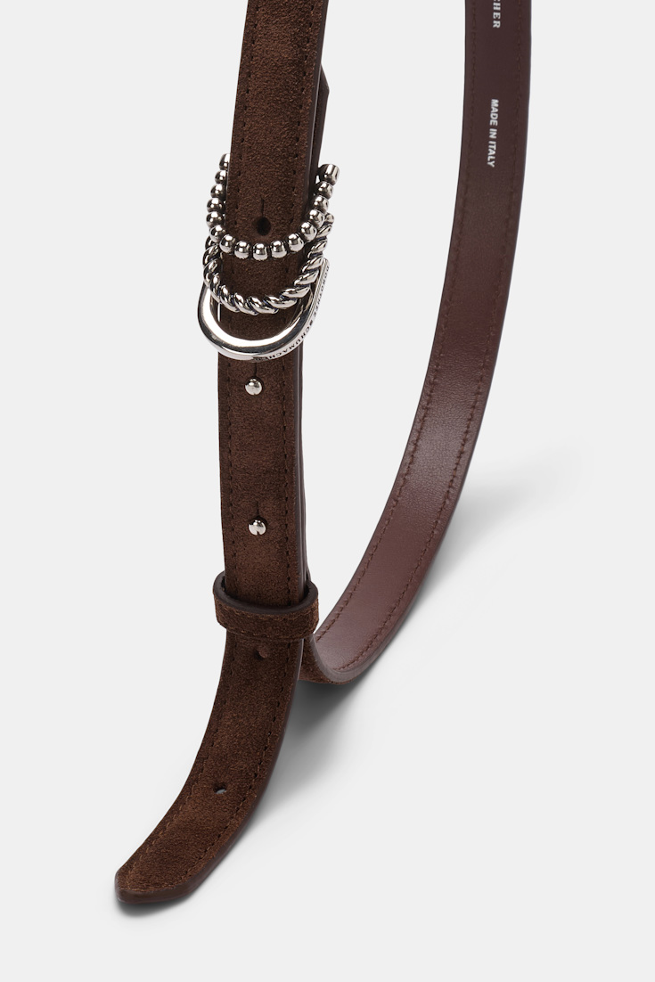 Dorothee Schumacher Gürtel aus Kalbsveloursleder mit D-Rings sequoia Product Detail View