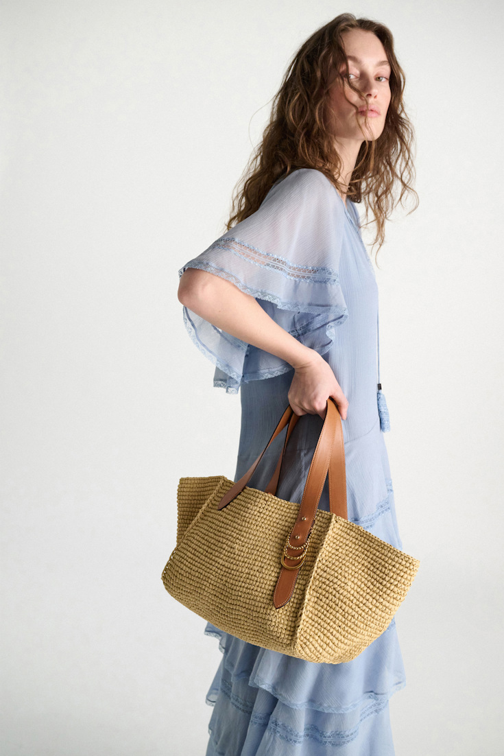 Dorothee Schumacher Tote Bag aus handgehäkeltem Raffia raffia/tan