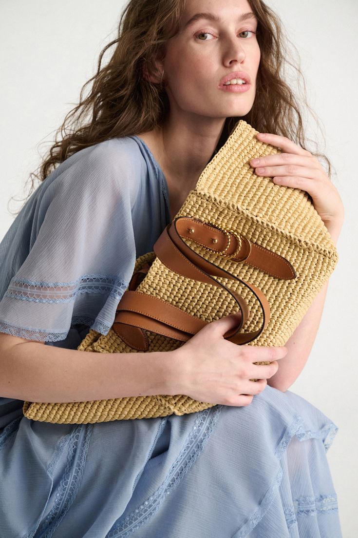 Dorothee Schumacher Tote Bag aus handgehäkeltem Raffia raffia/tan