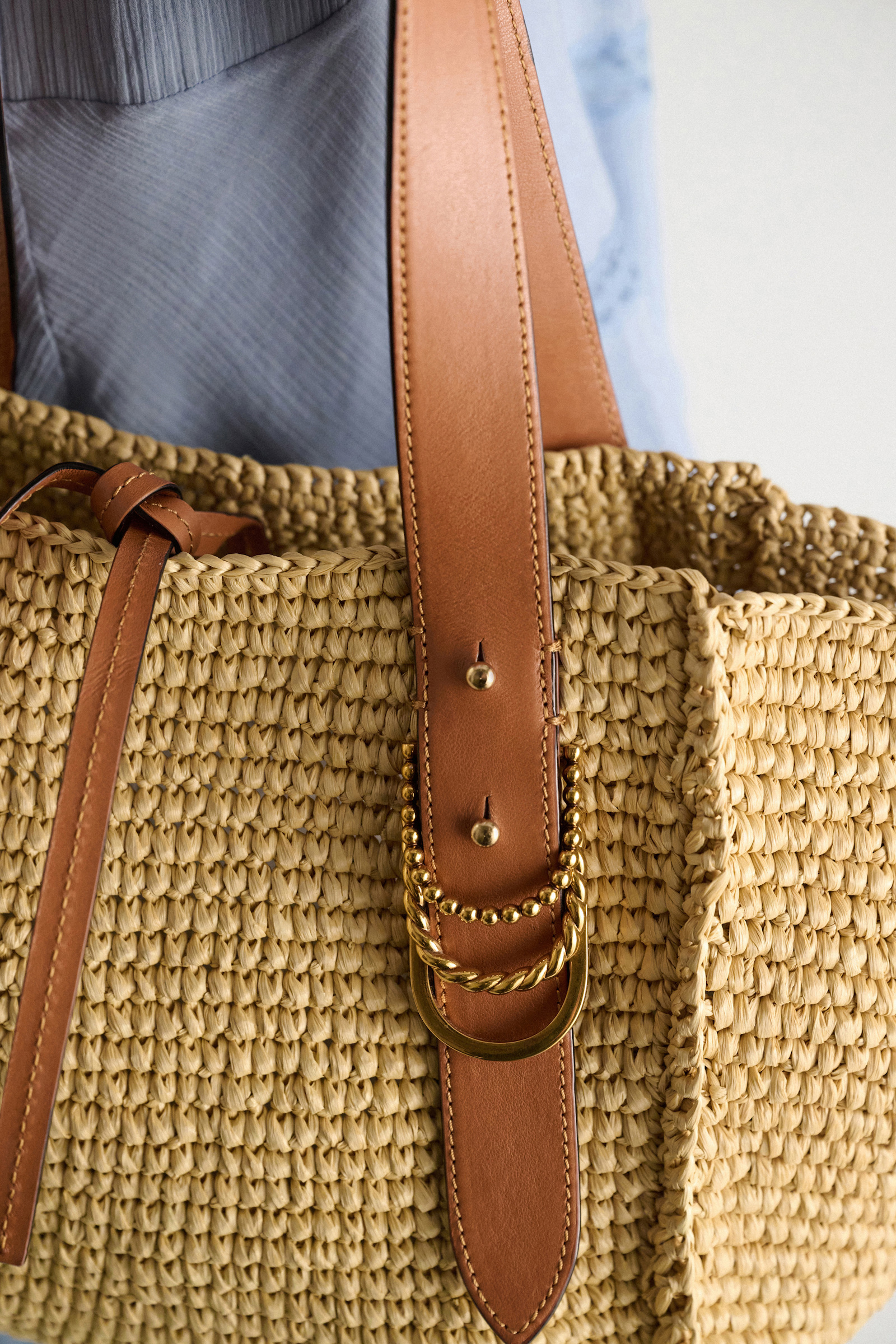 Dorothee Schumacher Tote Bag aus handgehäkeltem Raffia raffia/tan