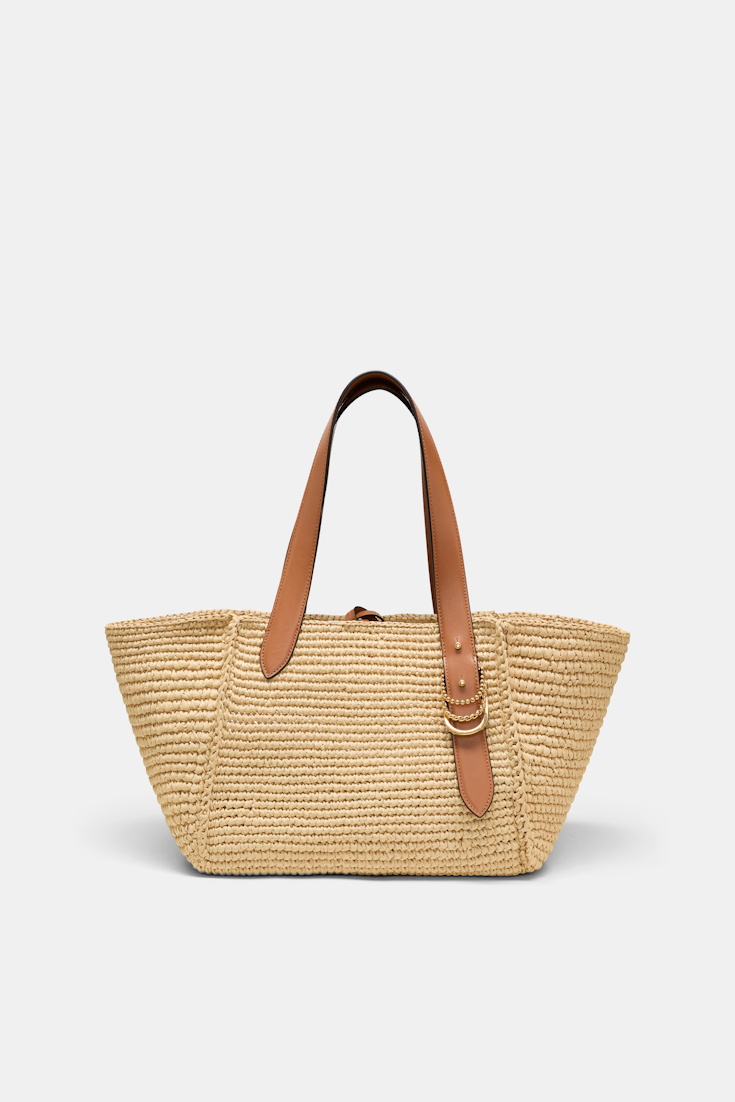 Dorothee Schumacher Tote Bag aus handgehäkeltem Raffia raffia/tan