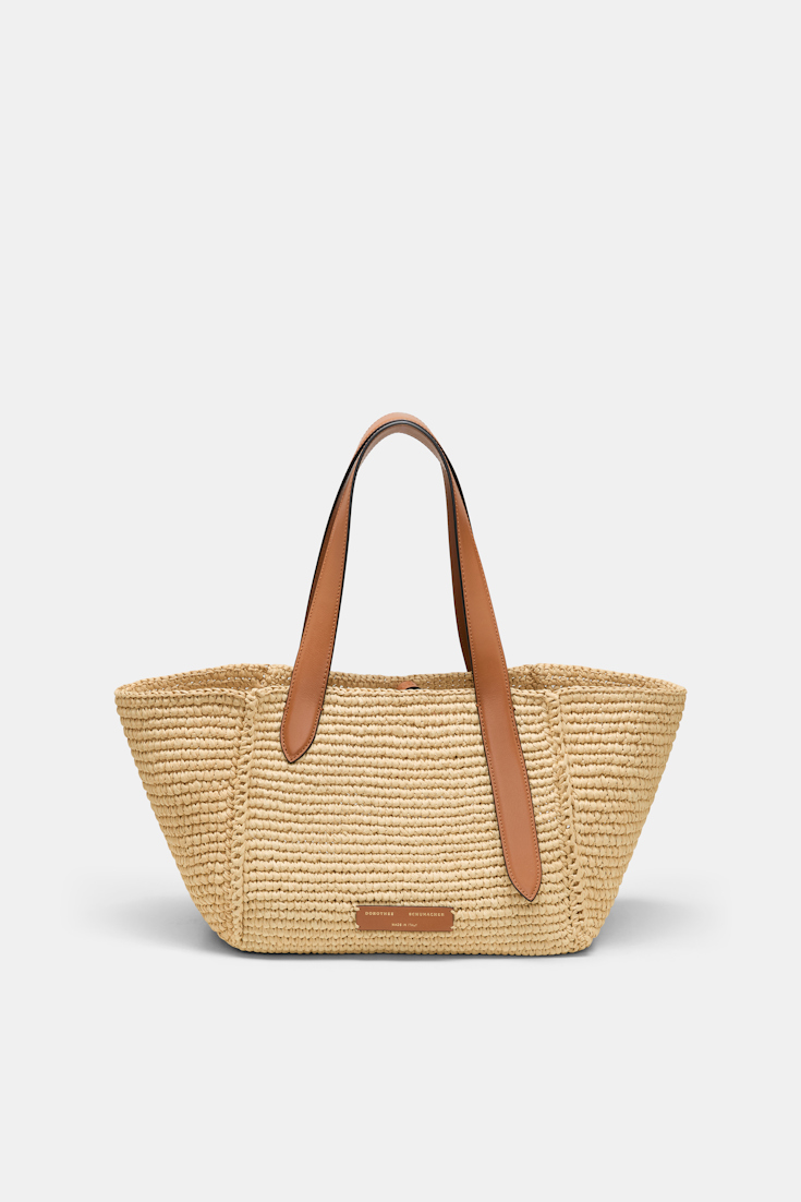 Dorothee Schumacher Tote Bag aus handgehäkeltem Raffia raffia/tan