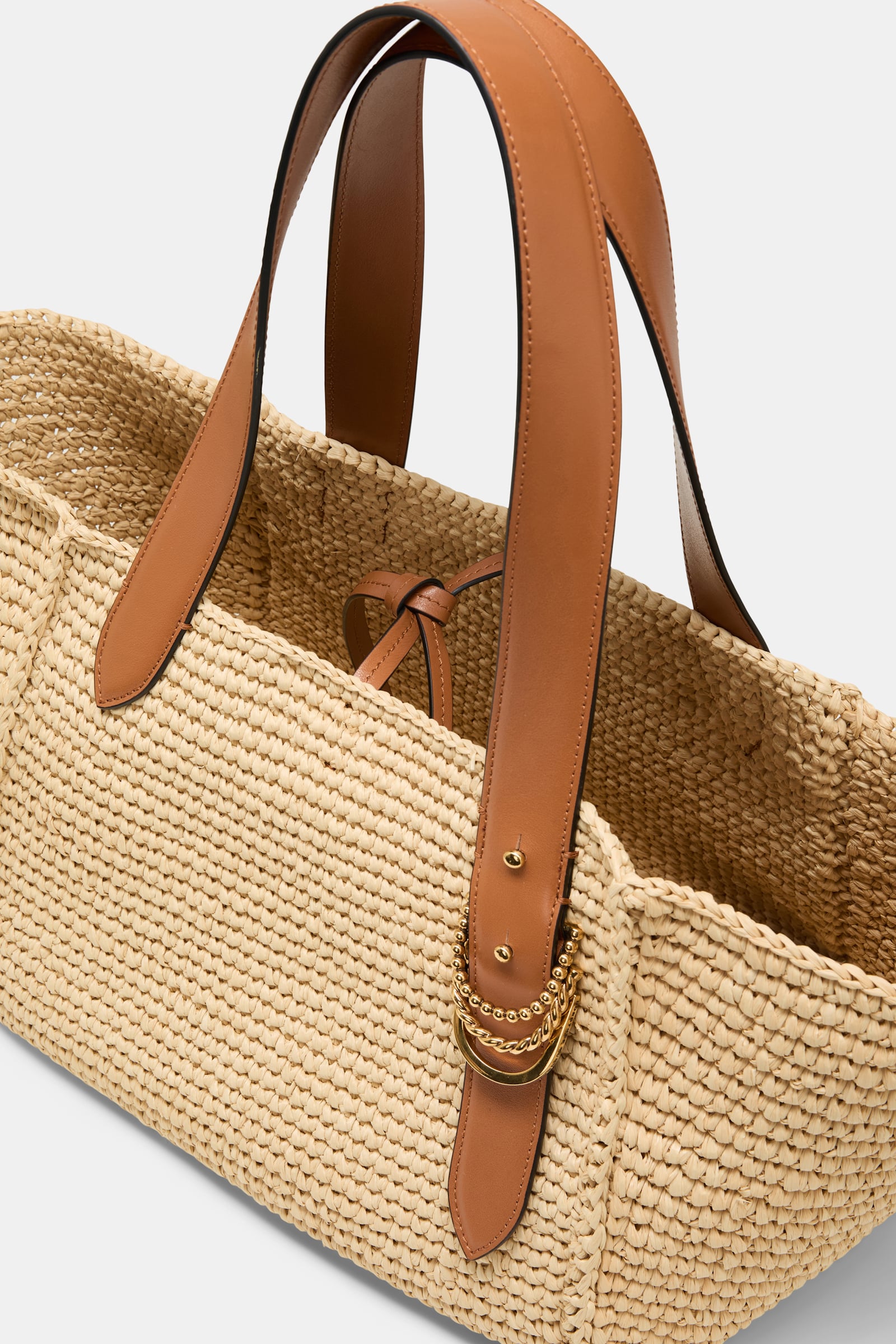 Dorothee Schumacher Tote Bag aus handgehäkeltem Raffia raffia/tan